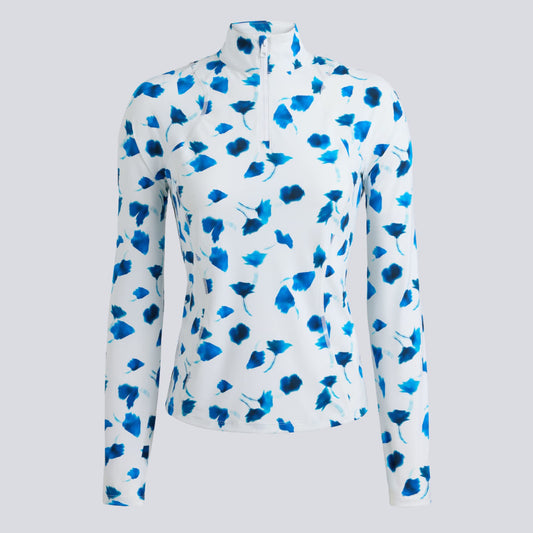 DROP FLORAL SILKY TECH NYLON 1/4 ZIP PULLOVER - US 7004