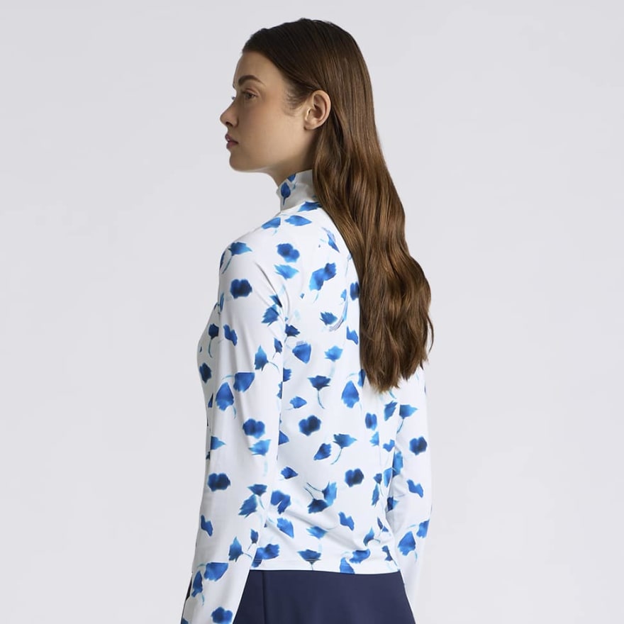 DROP FLORAL SILKY TECH NYLON 1/4 ZIP PULLOVER - US 7004