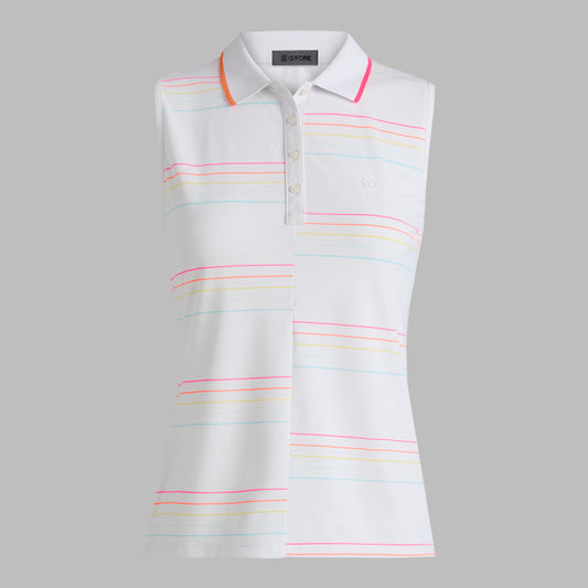 OFFSET STRIPE TECH PIQUÉ SLEEVELESS POLO - US 3856