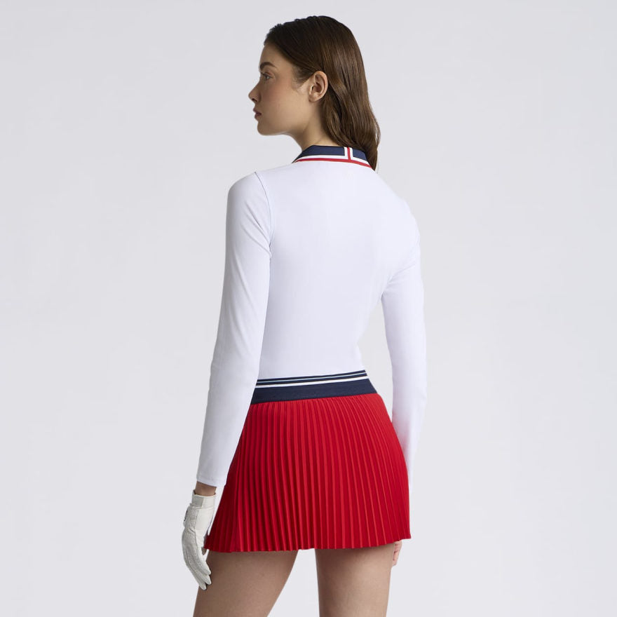 CONTRAST JOHNNY COLLAR TECH NYLON RIB LONG SLEEVE POLO - US 5156