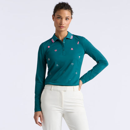 ICON EMBROIDERED TECH PIQUÉ LONG SLEEVE POLO - US 5886
