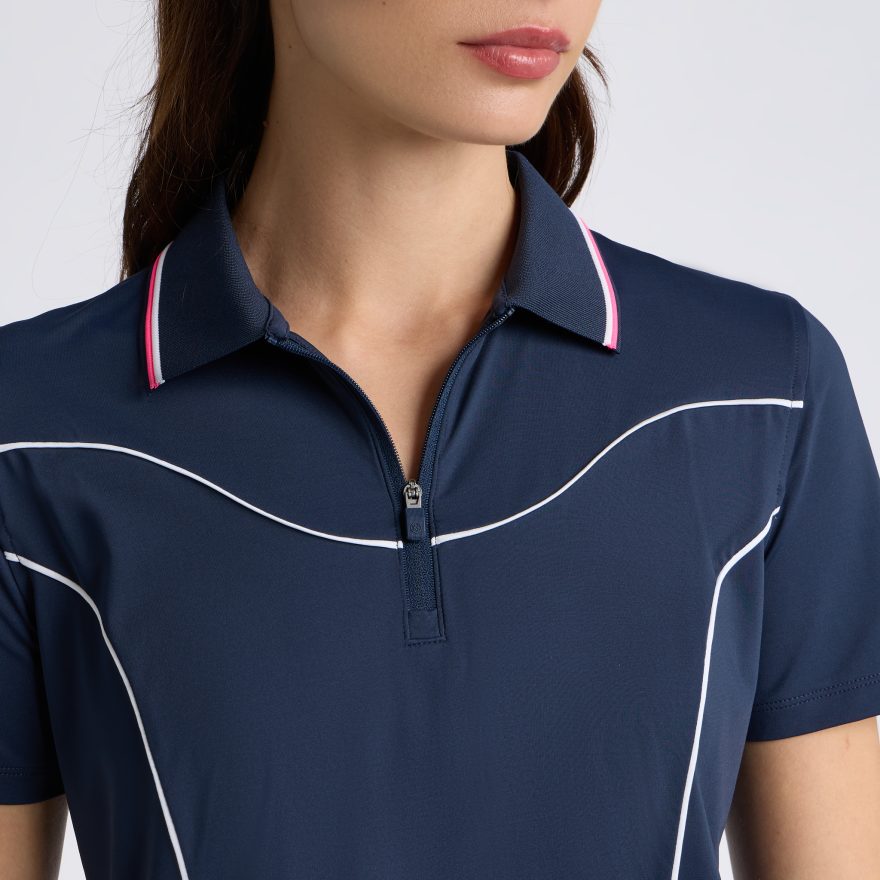STRETCH NYLON INTERLOCK CONTOUR 1/4 ZIP POLO - US 6576