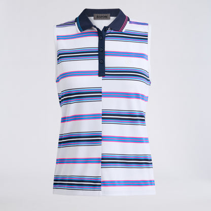 OFFSET STRIPE TECH PIQUÉ SLEEVELESS POLO - US 1377