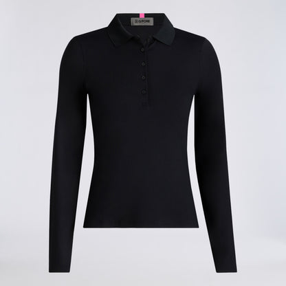 RIBBED TECH NYLON LONG SLEEVE POLO - US 3723