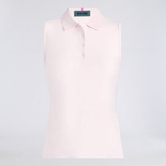 PLEATED COLLAR SILKY TECH NYLON SLEEVELESS POLO - US 2008