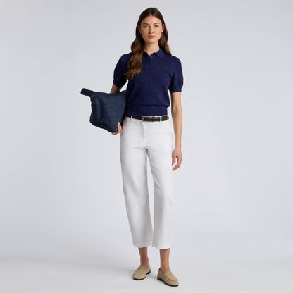 POINTELLE G COTTON SILK CASHMERE SWEATER POLO - US 6115