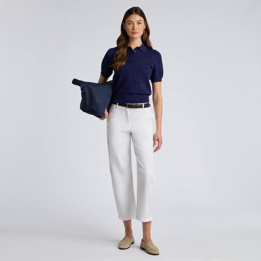 POINTELLE G COTTON SILK CASHMERE SWEATER POLO - US 6115