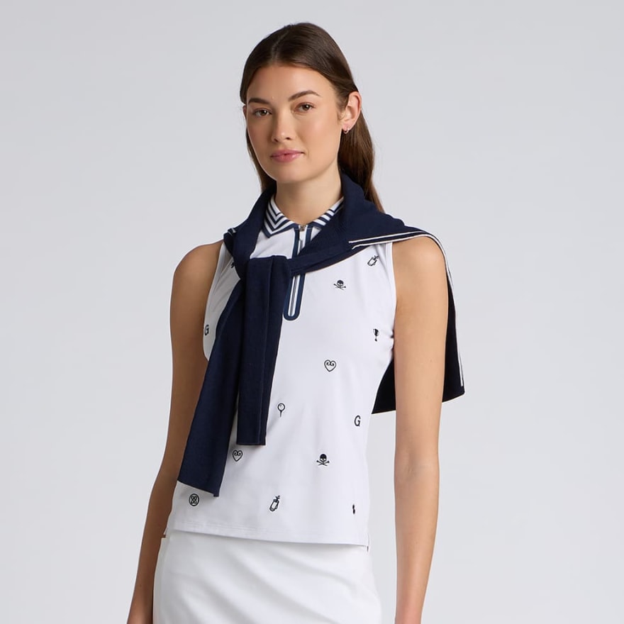 ICON EMBROIDERED 1/4 ZIP SLEEVELESS POLO - US 6560