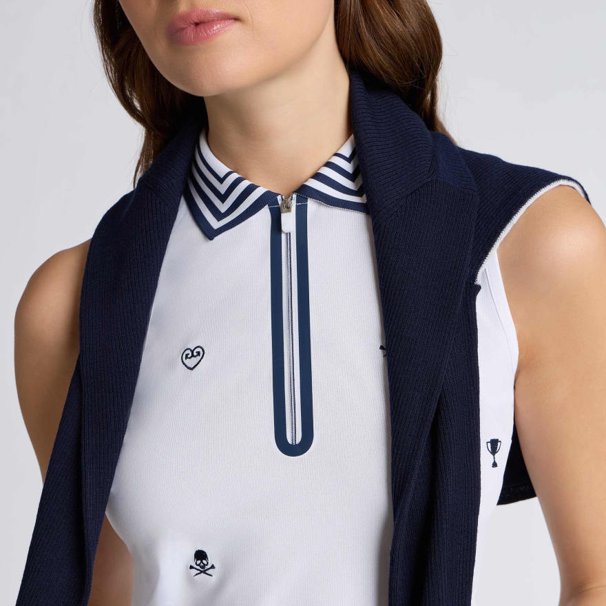 ICON EMBROIDERED 1/4 ZIP SLEEVELESS POLO - US 6560