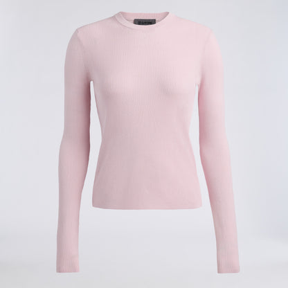 COTTON BLEND RIB KNIT FITTED TOP - US 4075
