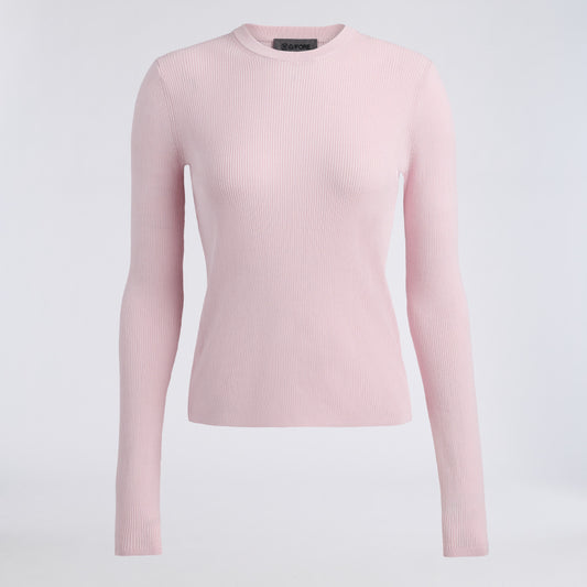 COTTON BLEND RIB KNIT FITTED TOP - US 4075