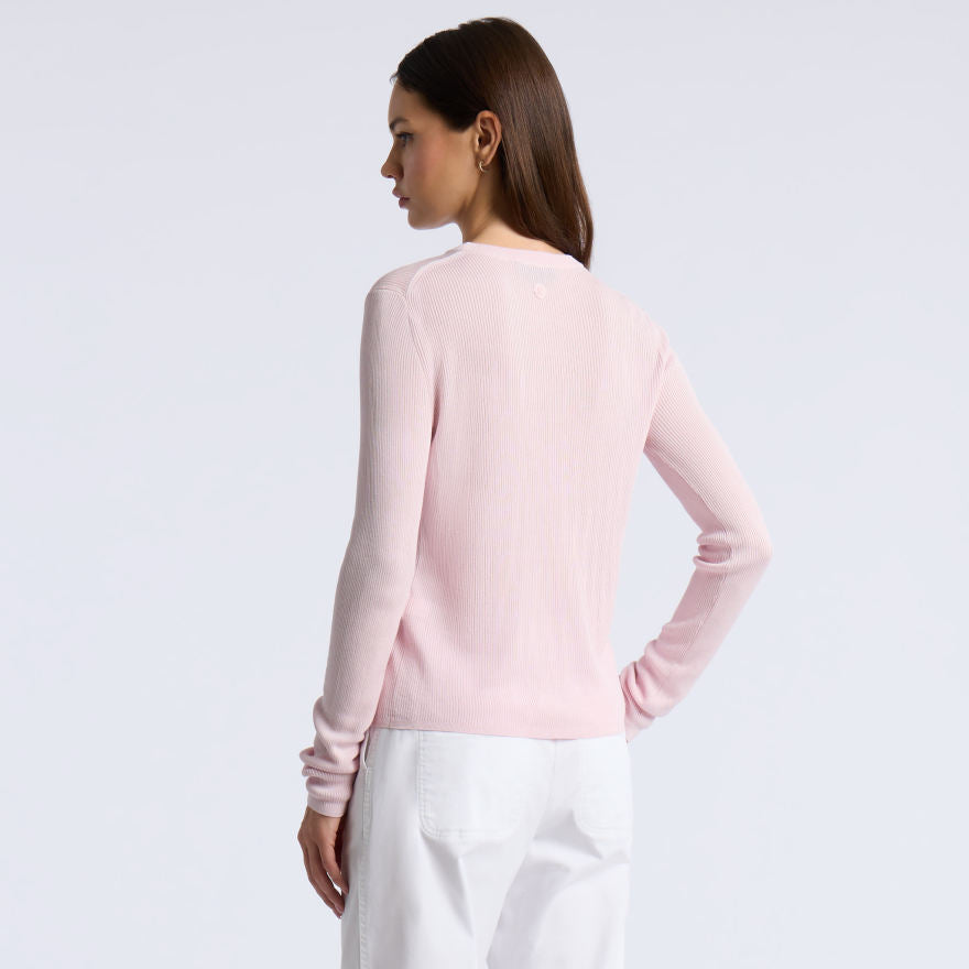 COTTON BLEND RIB KNIT FITTED TOP - US 4075