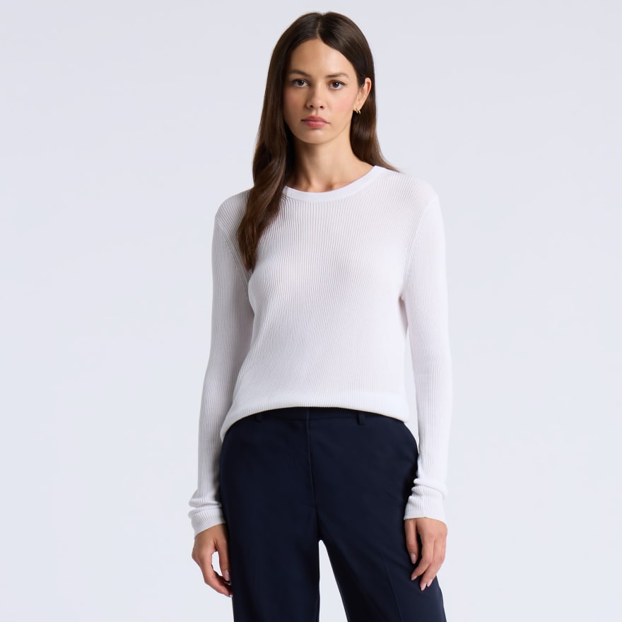 COTTON BLEND RIB KNIT FITTED TOP - US 4147