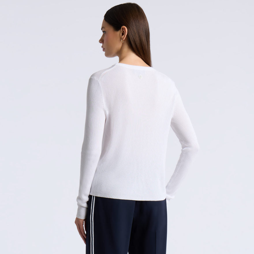 COTTON BLEND RIB KNIT FITTED TOP - US 4147
