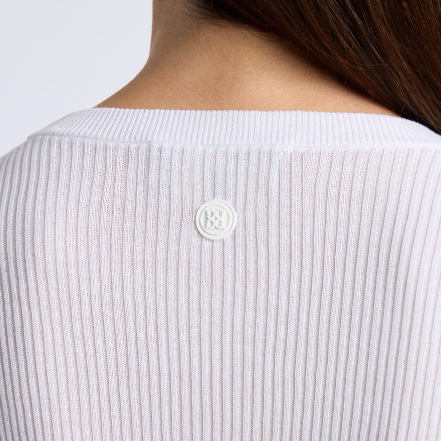COTTON BLEND RIB KNIT FITTED TOP - US 4147