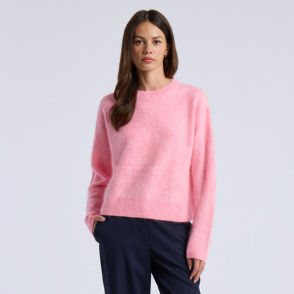 POINTELLE G BRUSHED CASHMERE CREWNECK SWEATER - US 6904