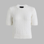 LTD RELEASE VILLA COTTON BLEND CROPPED SHORT SLEEVE SWEATER - US 4209