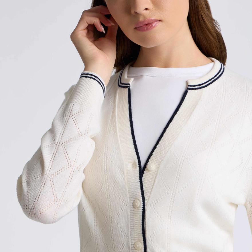 POINTELLE FINE WOOL CARDIGAN - US 8922
